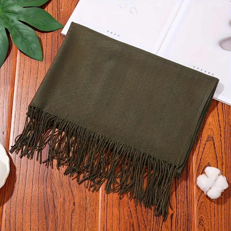 Women’s Elegant Tassel Scarf – Soft Imitation Cashmere Shawl (200 cm)