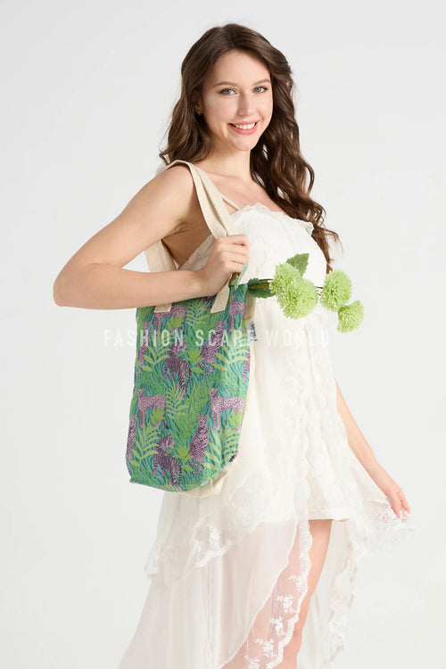 Leopard & Tiger Print Cotton Tote Bag