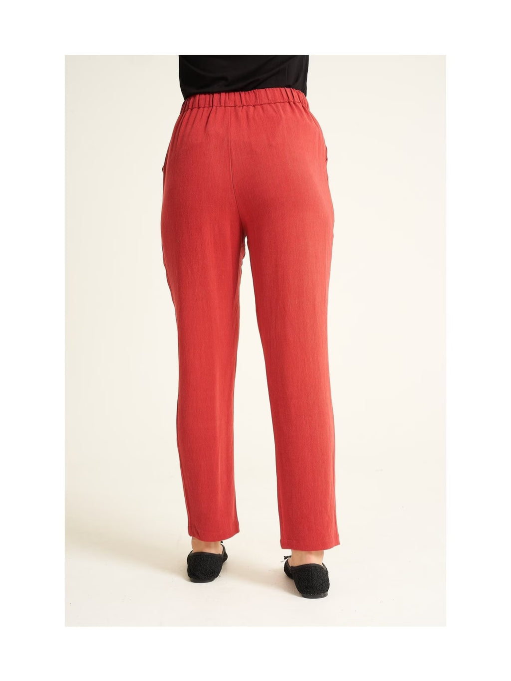 Women’s Black Drawstring Trousers – Relaxed Fit Elastic Waist Straight Leg Pants for Casual Wear & Lounging