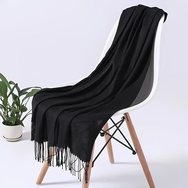 Women’s Elegant Tassel Scarf – Soft Imitation Cashmere Shawl (200 cm)