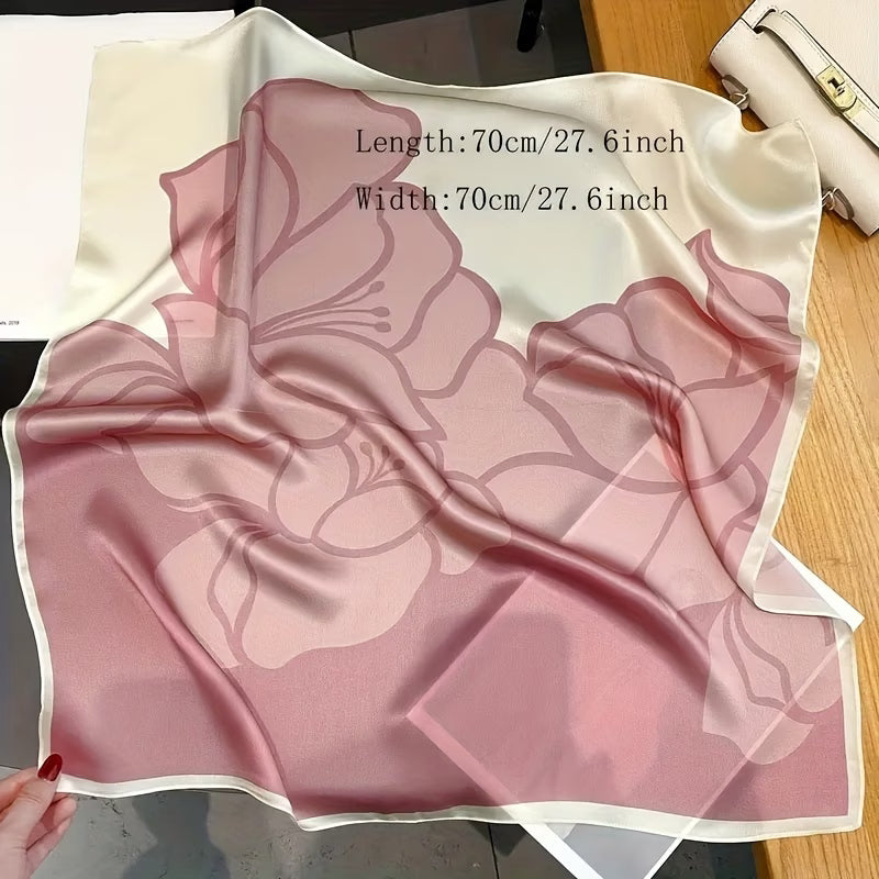 Women’s Satin Bohemian Floral Square Scarf – Soft Lightweight Neck, Hair & Bag Accessory
