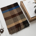 Unisex Striped Plaid Winter Scarf – Soft Tassel Shawl, Warm & Breathable