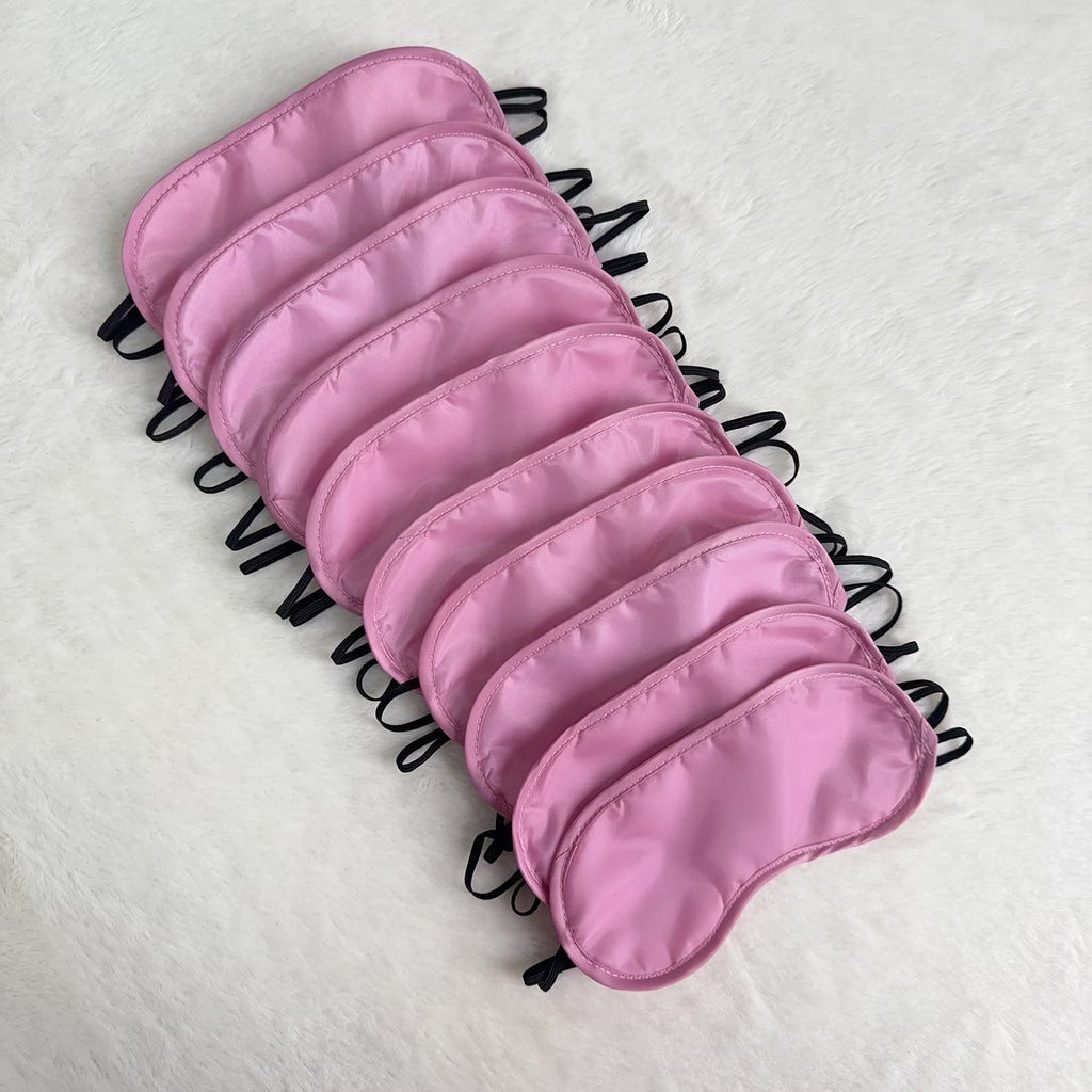 Premium Rose Pink Sleep Mask Set (10 Pack) – Soft Adjustable Eye Masks for Travel & Parties