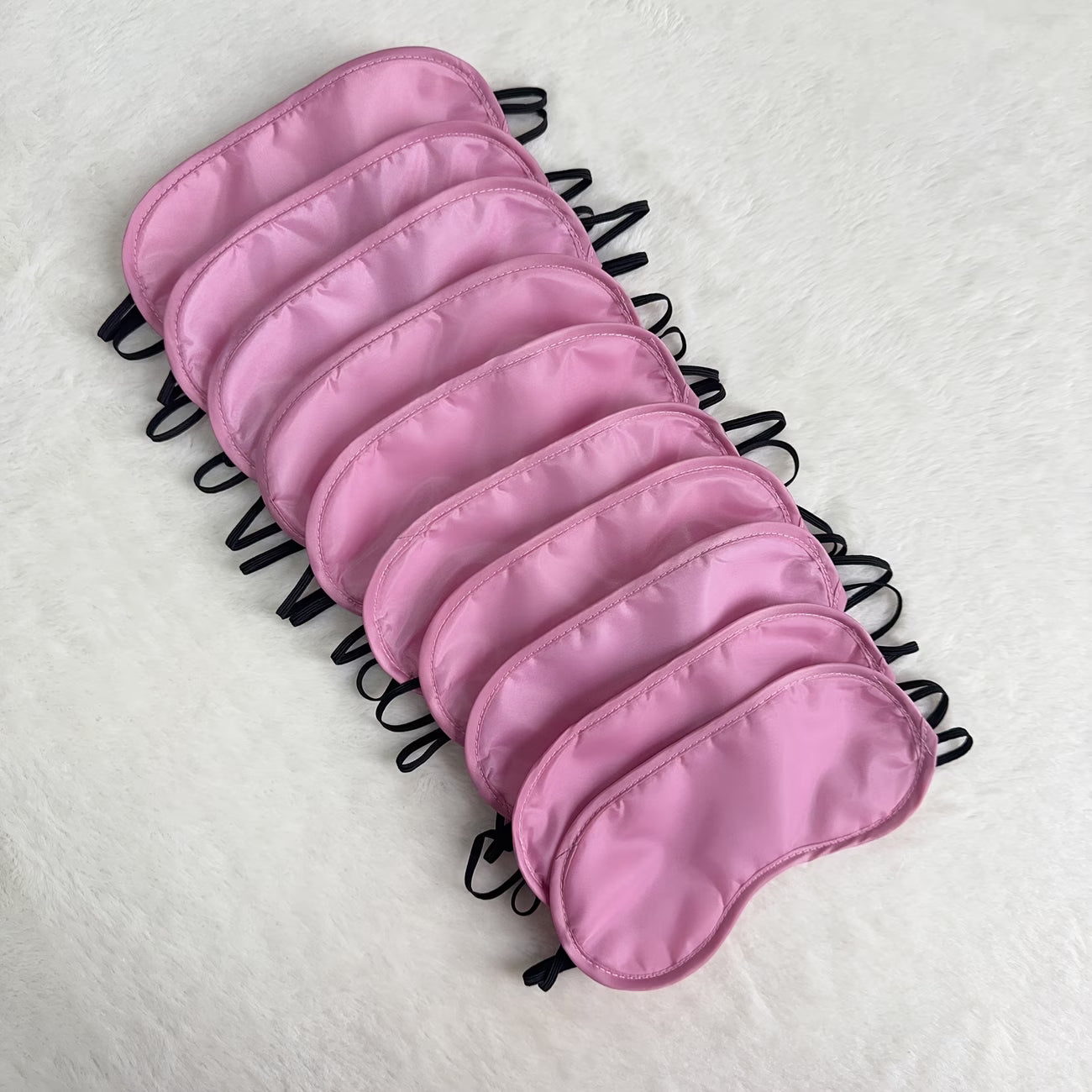Premium Rose Pink Sleep Mask Set (10 Pack) – Soft Adjustable Eye Masks for Travel & Parties