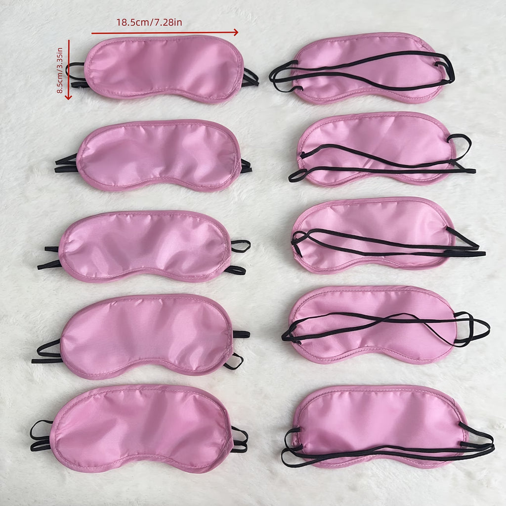 Premium Rose Pink Sleep Mask Set (10 Pack) – Soft Adjustable Eye Masks for Travel & Parties