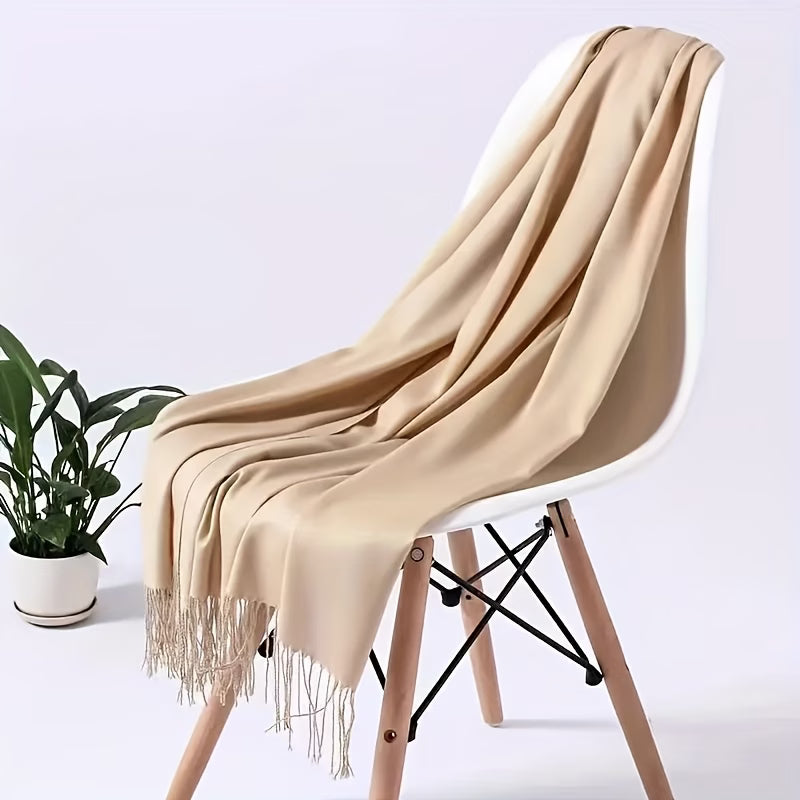 Women’s Elegant Tassel Scarf – Soft Imitation Cashmere Shawl (200 cm)
