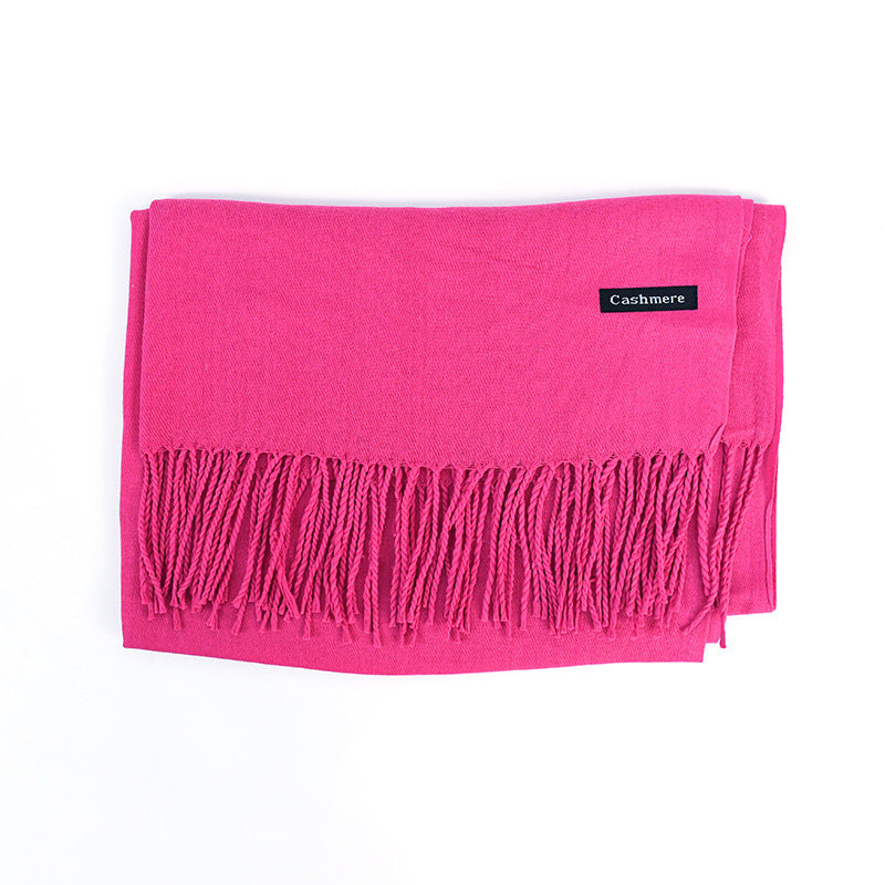 Women's Solid Color Scarf Tassel Scarf
