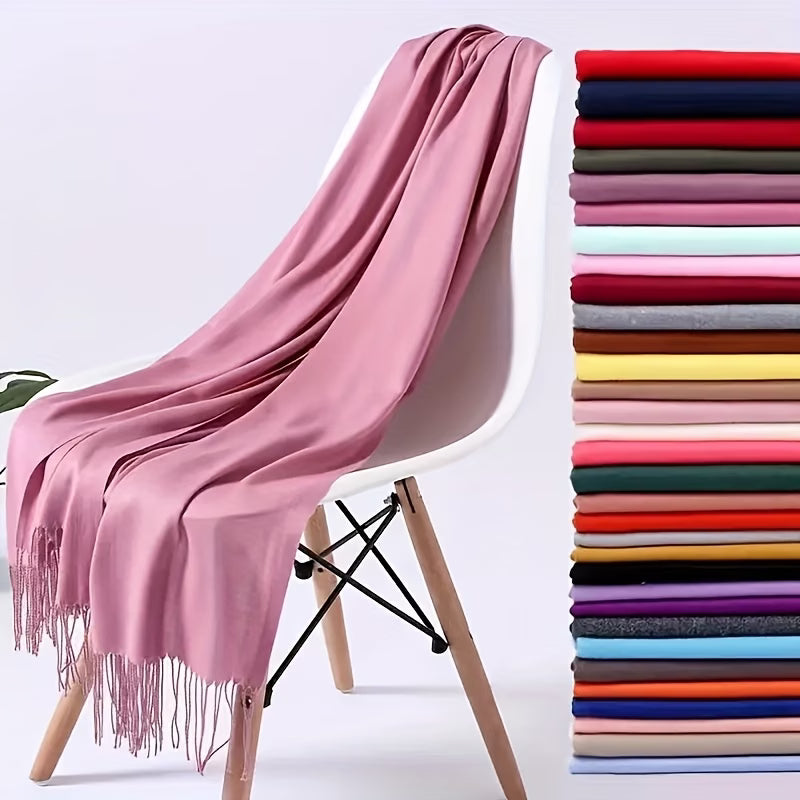 Women’s Elegant Tassel Scarf – Soft Imitation Cashmere Shawl (200 cm)