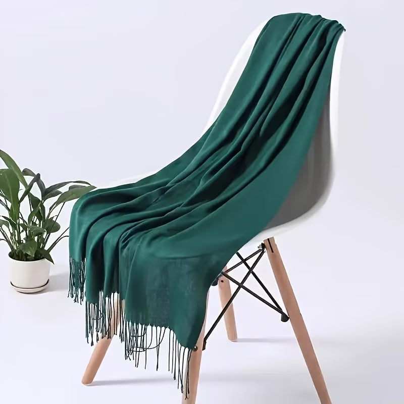Women’s Elegant Tassel Scarf – Soft Imitation Cashmere Shawl (200 cm)