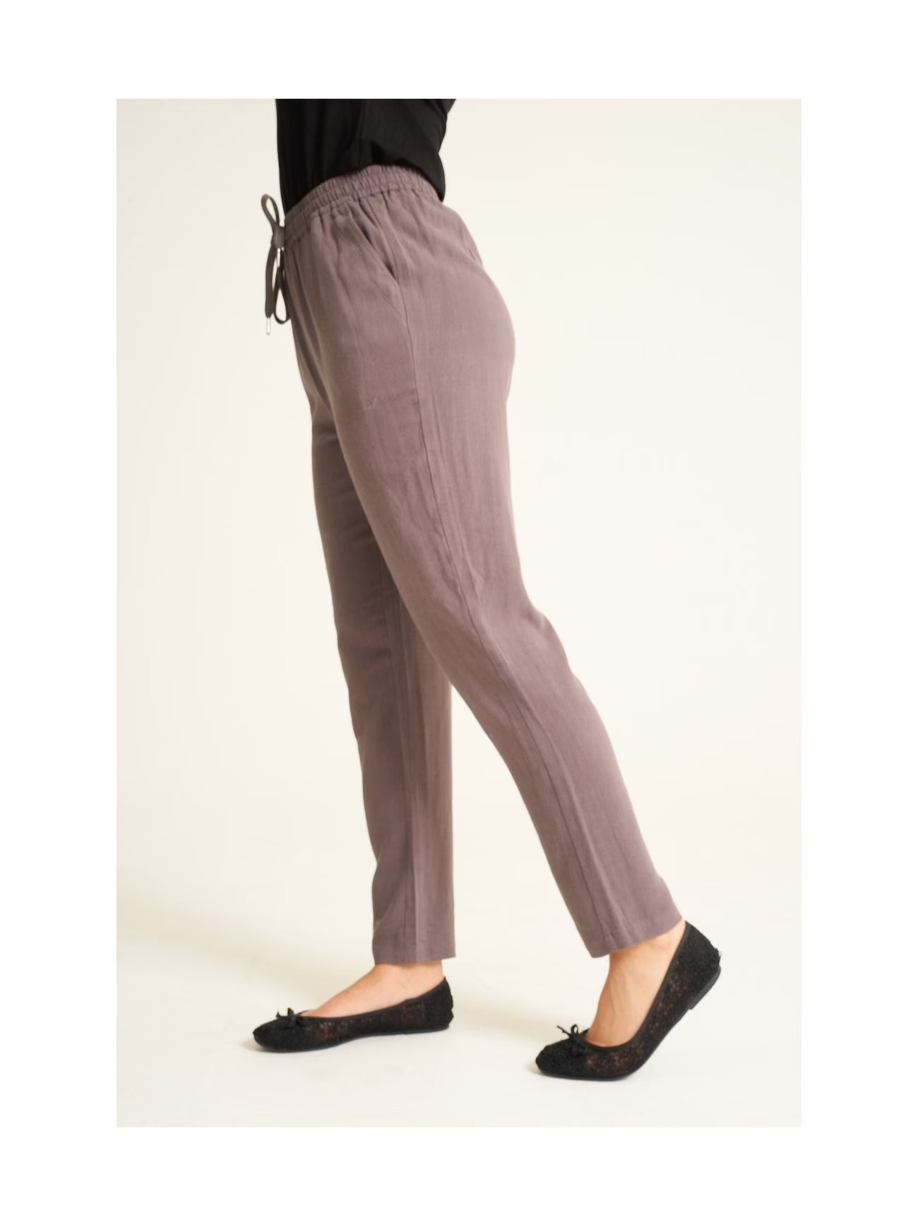 Women’s Black Drawstring Trousers – Relaxed Fit Elastic Waist Straight Leg Pants for Casual Wear & Lounging