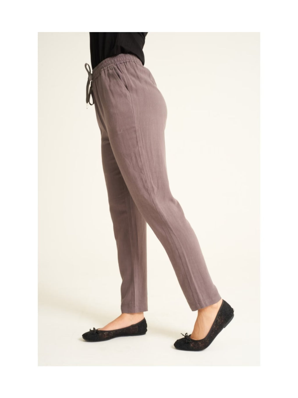 Women’s Black Drawstring Trousers – Relaxed Fit Elastic Waist Straight Leg Pants for Casual Wear & Lounging