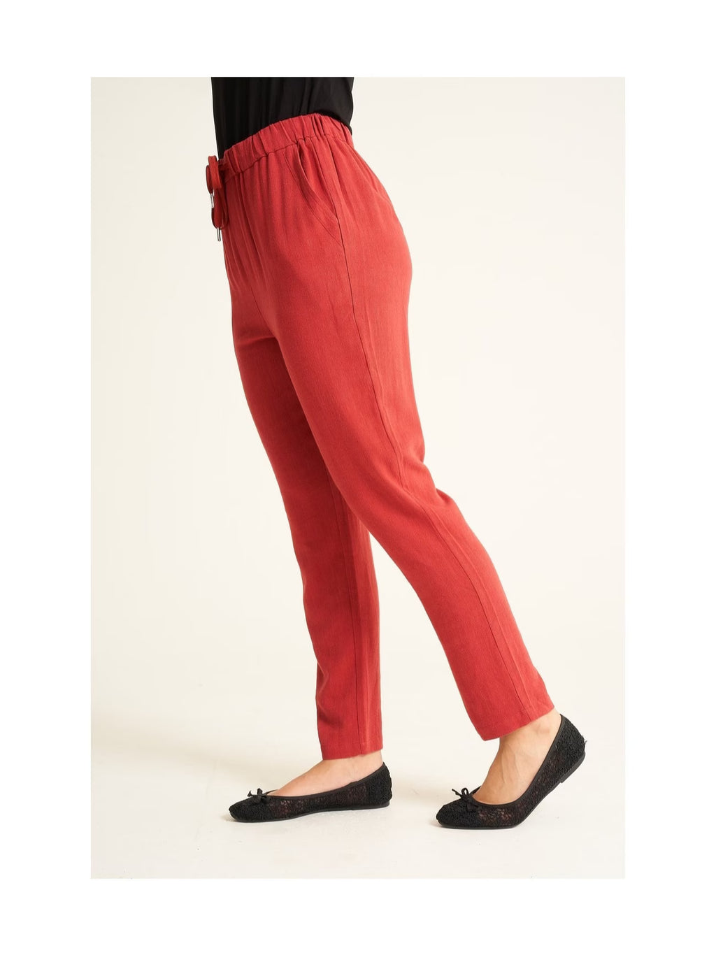 Women’s Black Drawstring Trousers – Relaxed Fit Elastic Waist Straight Leg Pants for Casual Wear & Lounging