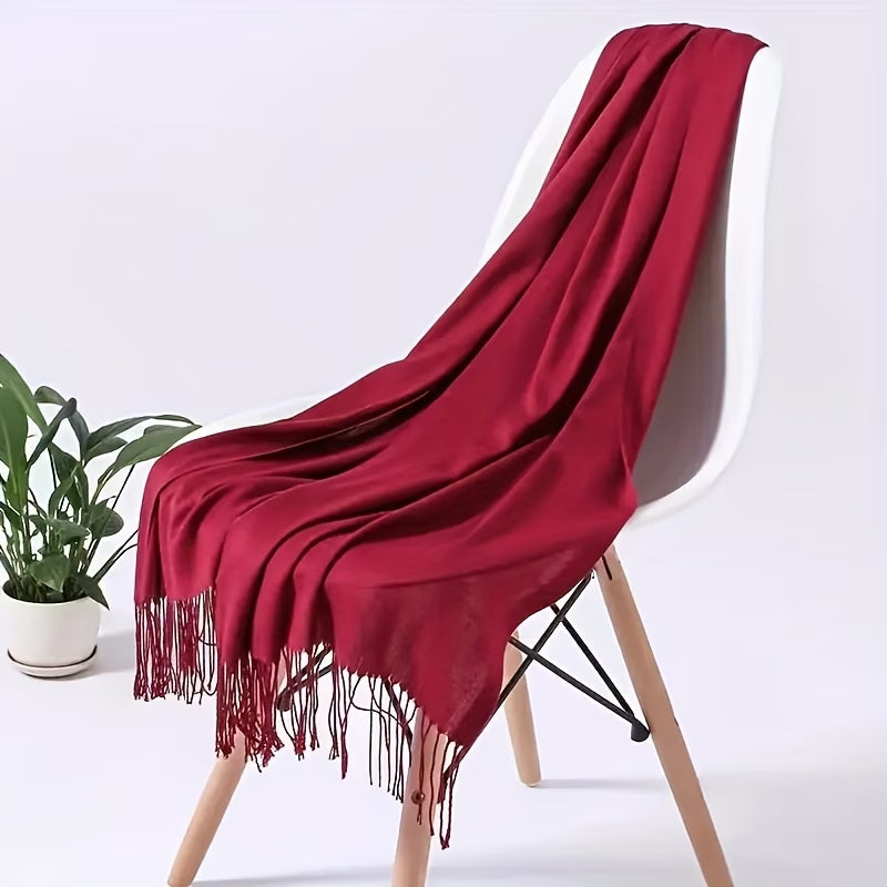 Women’s Elegant Tassel Scarf – Soft Imitation Cashmere Shawl (200 cm)