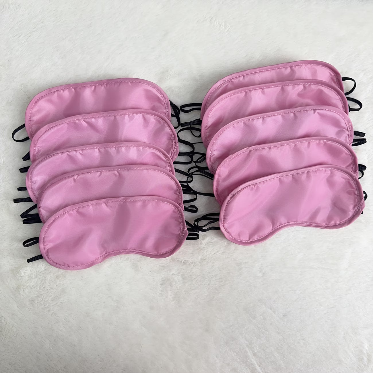 Premium Rose Pink Sleep Mask Set (10 Pack) – Soft Adjustable Eye Masks for Travel & Parties